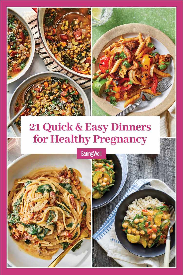 21 recetas de cenas rápidas y fáciles durante el embarazo Collage de fotos