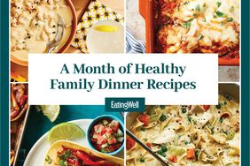 Collage de fotos de recetas de Un mes de cenas familiares saludables